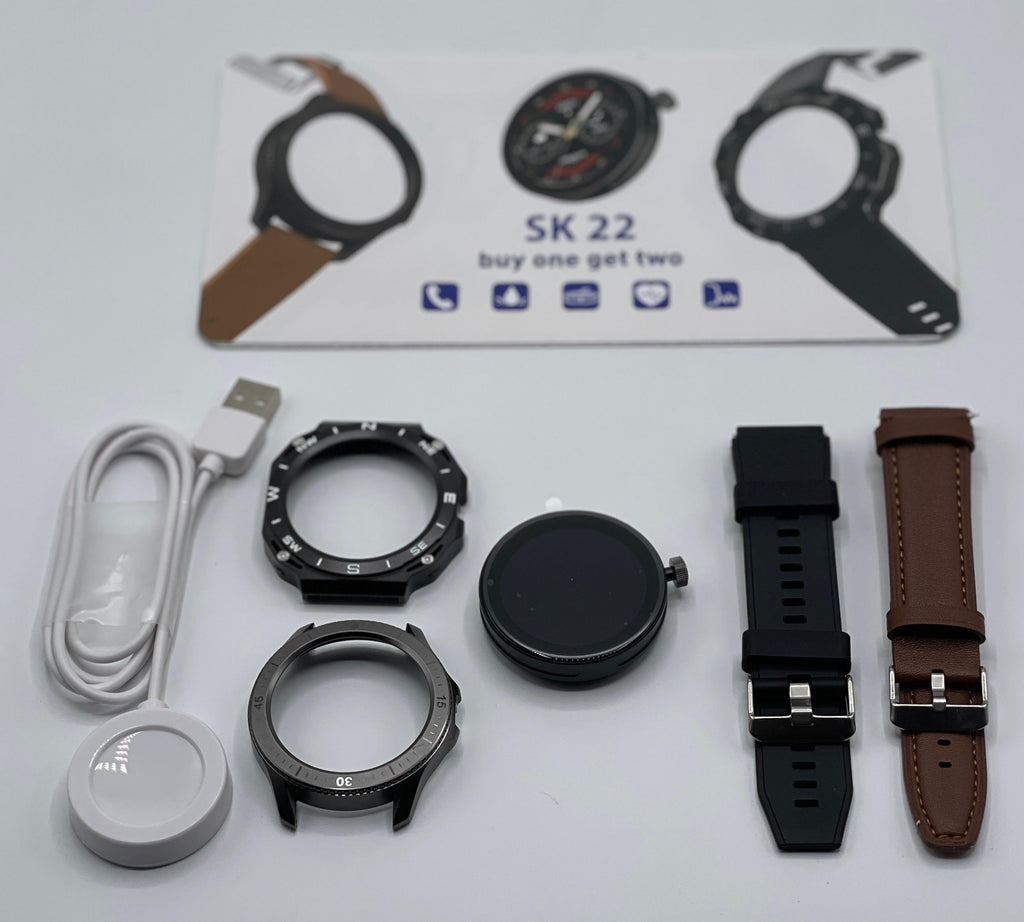 SK 22 AMOLED Smartwatch with Dual Straps