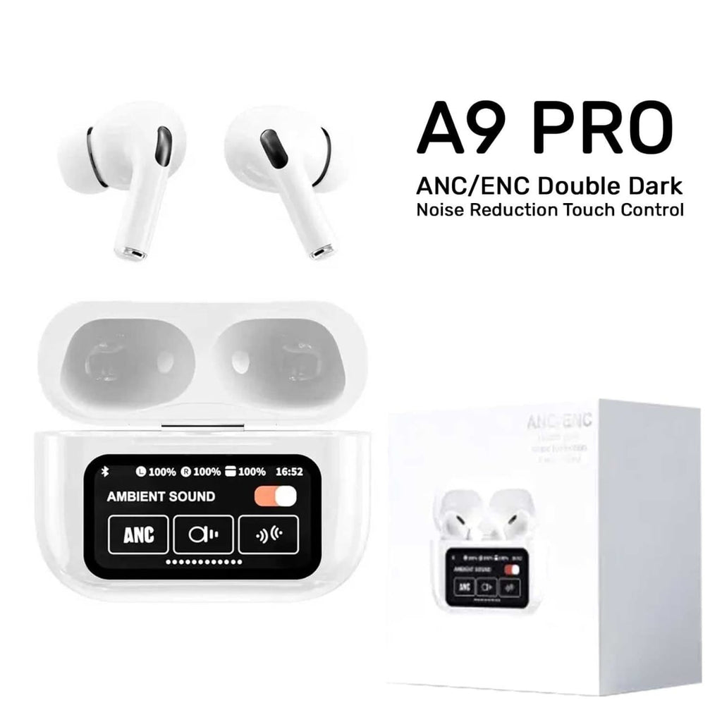 Air A9 Pro Wireless Airpods | ANC/ENC | Touch Screen with Digital Display
