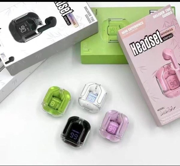 Air 31 Wireless Bluetooth 5.3 Earbuds – Transparent Case, Type-C Charging, With Pouch
