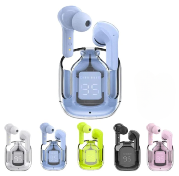 Air 31 Wireless Bluetooth 5.3 Earbuds – Transparent Case, Type-C Charging, With Pouch